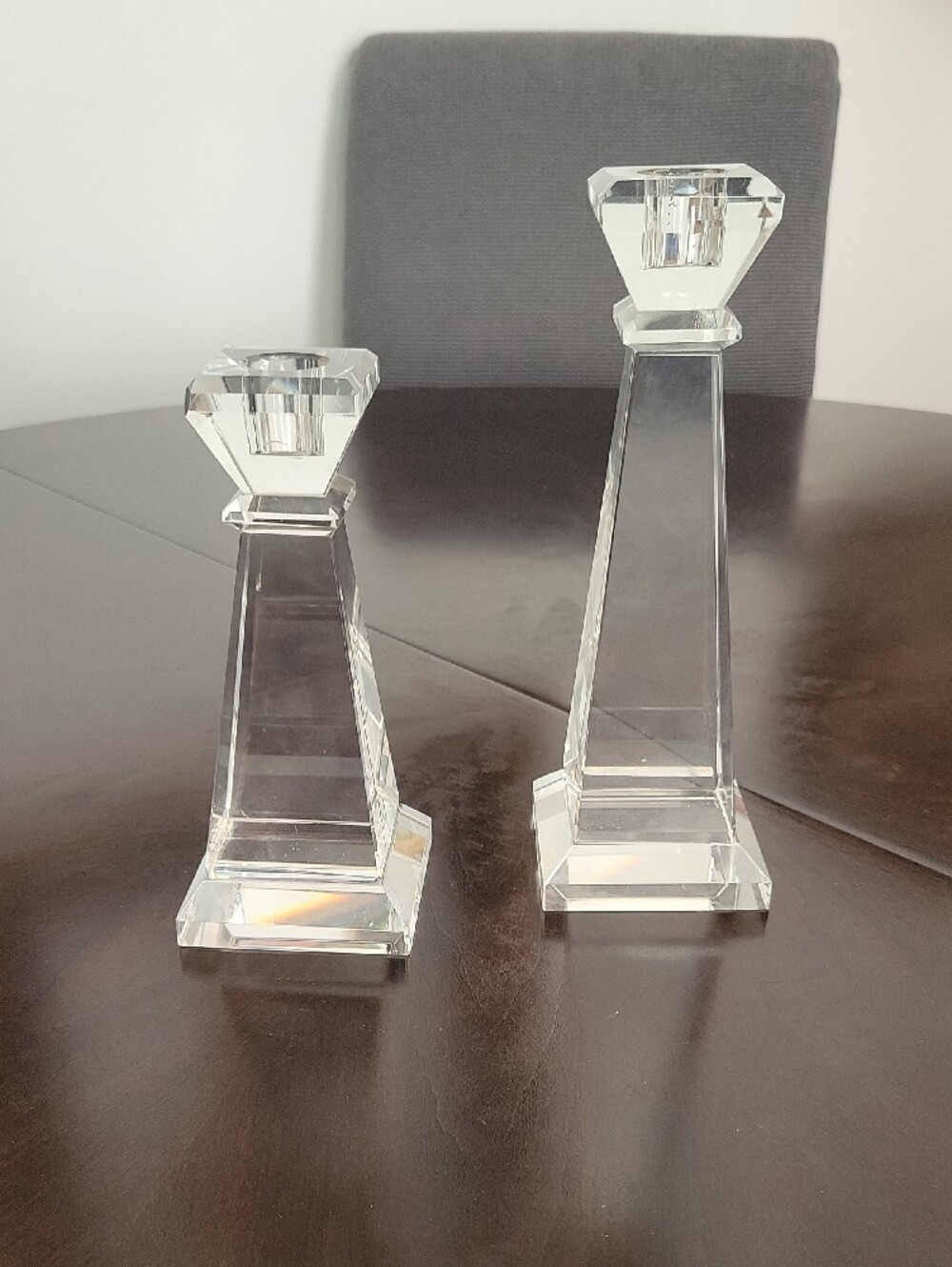 Pair of Crystal Taper Candle Holders - Elegant Home Accent - Picture 2 of 4